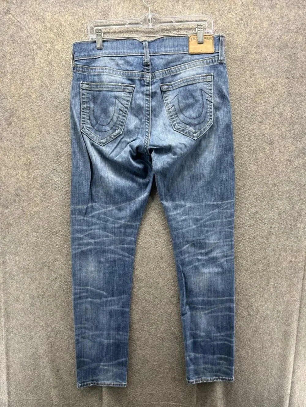 True Religion Geno Relaxed Slim Jeans Mens 32 Blue Stretch Denim Distressed